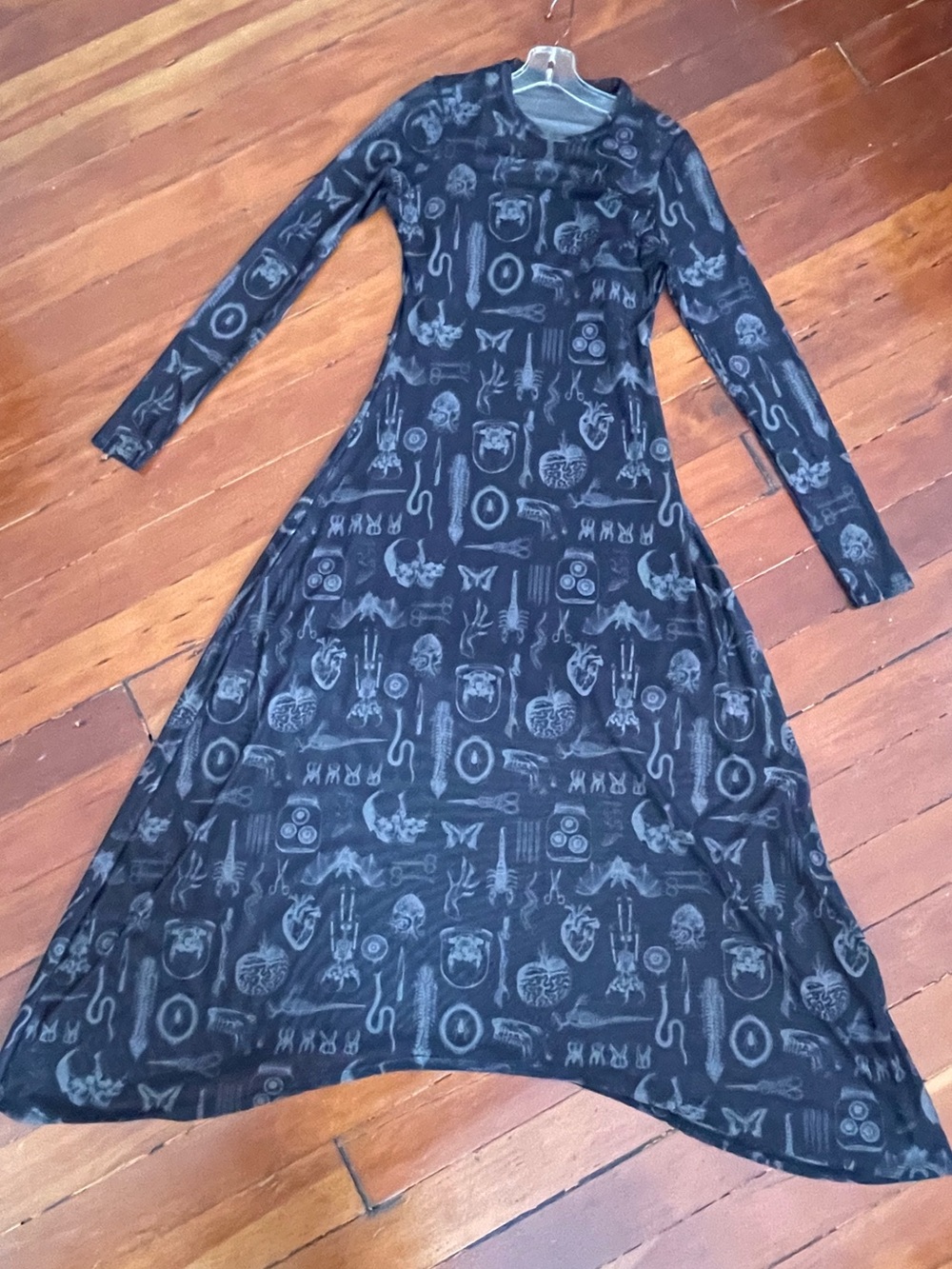 Goth Mesh Black Long Sleeve Maxi Dress